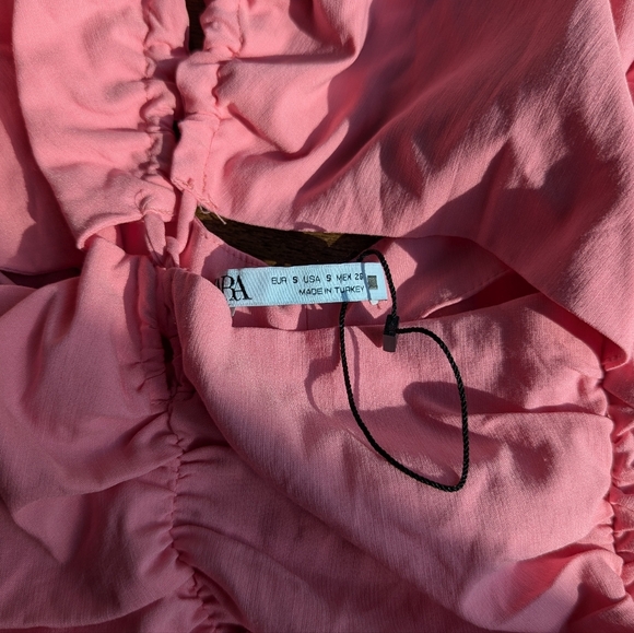Zara Barbie Pink Cut-out Rushed Halter Mini Dress Womens Size S Cocktail Evening - Picture 3 of 13